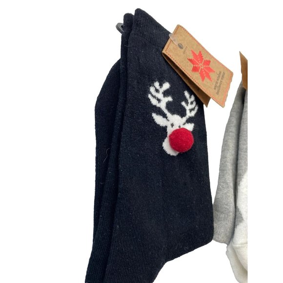 Christmas Snowman Red Nose Reindeer Women’s Festive Christmas Socks 2 Pairs New - Picture 2 of 9